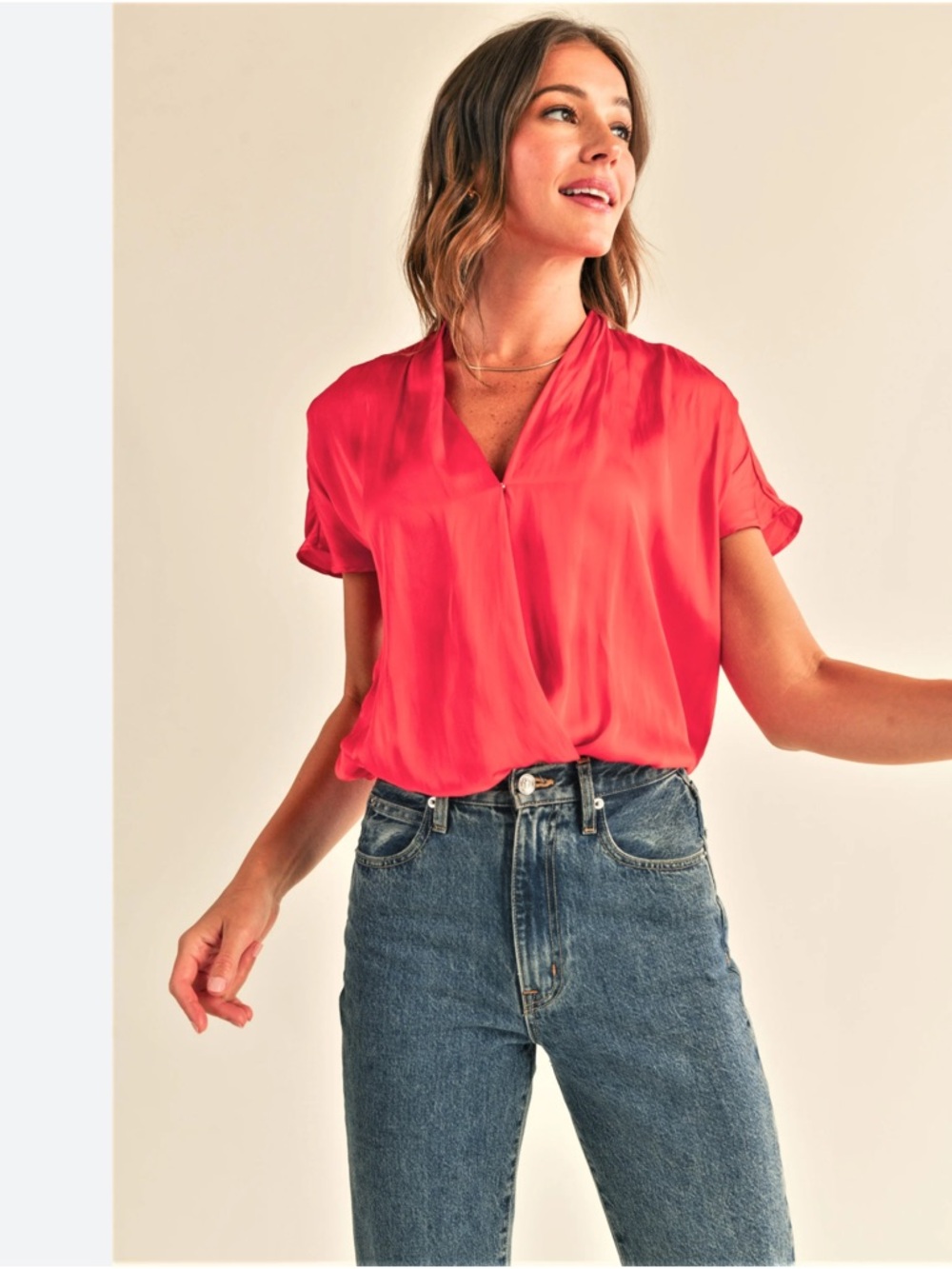 RESET By Jane Bren Bodysuit Size Large NWTS Red